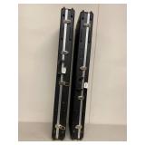 Lot 2 Molded ABS Electric Bass Guitar Hard Case Regular Black w Keys