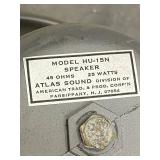 Vintage Atlas Sound HU-15N Paging Speaker 25 Watts 45 Ohms w/ Box Teletalk Pamphlet