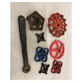 Assorted Cast Iron Valve Handwheels & Wrench Mixed Sizes Industrial