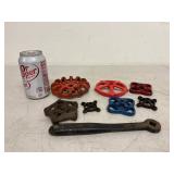Assorted Cast Iron Valve Handwheels & Wrench Mixed Sizes Industrial