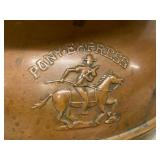 Pony Express Brass Copper Tone Spittoon Cuspidor Western Decor Patina