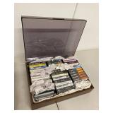 Vintage Cassette Tape Storage Cases Lot Woodgrain Drawers Lid w Tapes