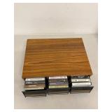 Vintage Cassette Tape Storage Cases Lot Woodgrain Drawers Lid w Tapes