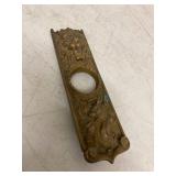 Antique Ornate Cast Brass Door Knob Escutcheon Backplate 6.5in