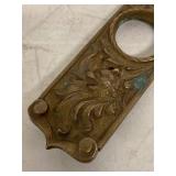 Antique Ornate Cast Brass Door Knob Escutcheon Backplate 6.5in