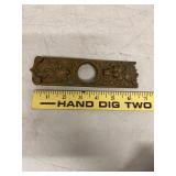 Antique Ornate Cast Brass Door Knob Escutcheon Backplate 6.5in