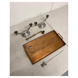 Vintage Metal Decor Group Copper Tray Candleholders Bell 5pc Set
