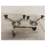 Vintage Metal Decor Group Copper Tray Candleholders Bell 5pc Set