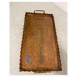 Vintage Metal Decor Group Copper Tray Candleholders Bell 5pc Set