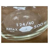 Kimax/Kontes 500mL Round Bottom Flasks 24/40 Ground Joint 10pc