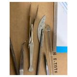 Lot Including Hamilton Needles, Erem Tweezers, and Lab/Medical Tools