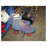 2-pair vintage roller skates, 1-cas...