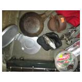 Coleman camping stove, assorted coo...