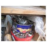 Wood leaning shelf with all content...