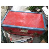 Small vintage wood trunk with chalk...