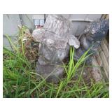 Cement Cherub and Carved wood lawn ...