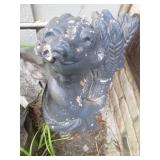 Cement Cherub and Carved wood lawn ...