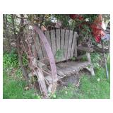 Rustic barnwood and metal wagon whe...