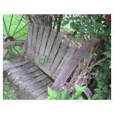 Rustic barnwood and metal wagon whe...