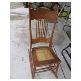 Vintage wood spindle back rocking c...