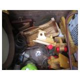 Vintage wood box trunk containing a...