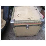 Vintage wood box trunk containing a...