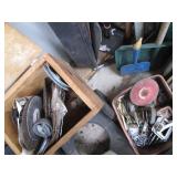 Wood box containing replacement saw...