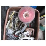 Wood box containing replacement saw...