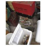 Igloo cooler, vintage wood storage ...