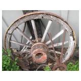 Antique 3ft wagon wheel and metal I...