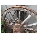 Antique 3ft wagon wheel and metal I...