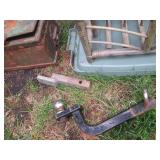 Antique metal box, receiver hitches...