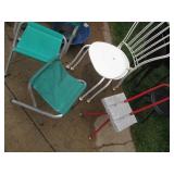 Tubular metal chairs plus folding t...
