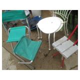 Tubular metal chairs plus folding t...