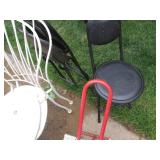 Tubular metal chairs plus folding t...