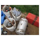 Vintage air compressor tank on whee...