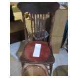 Vintage wood spindle back padded se...