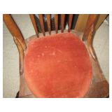 Vintage wood spindle back padded se...
