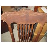 Vintage wood spindle back padded se...