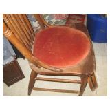 Vintage wood spindle back padded se...