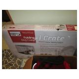 Lot of pet beds, folding dog crate,...