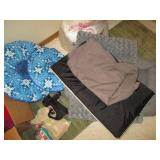 Lot of pet beds, folding dog crate,...