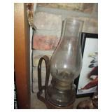 Vintage oil lamp, cut metal horse s...