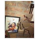 Vintage oil lamp, cut metal horse s...