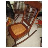 Wood spindle back wicker seat rocki...