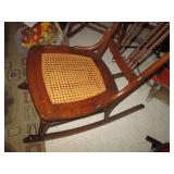 Wood spindle back wicker seat rocki...