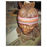 Carved ceramic Indian statue (head ...