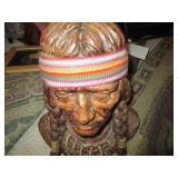 Carved ceramic Indian statue (head ...
