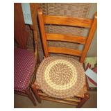 Vintage wood dining chair with wick...