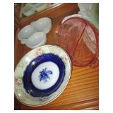 Vintage China dish, milk glass serv...